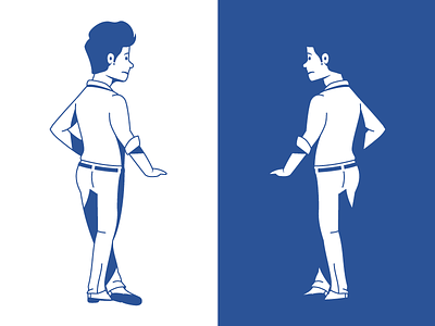 Concerned Man blue business illustration leaning man monochrome outline standing vector