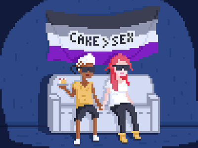 Ace Baker: cake > sex ace asexual asexuality character couch flag game lgbt pixel vr