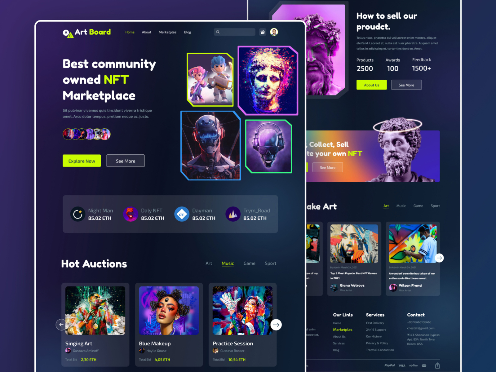 ArtBoard NFT site Design by Abdullah Al Mamun on Dribbble
