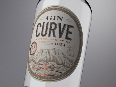 Curve Gin award winning bottle label bottle mockup gin graphic design illustration labeldesign logo packagedesign packaging premium design procreate product typography