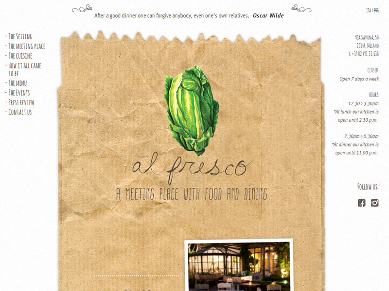 Al fresco restaurant website paper