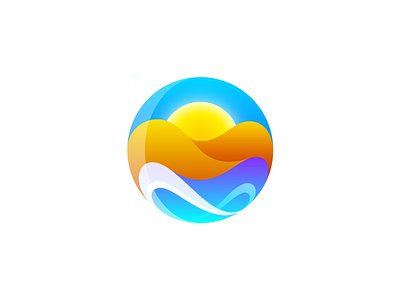 Logo for leisure complex circle design logo sand sea summer sun vacation waves