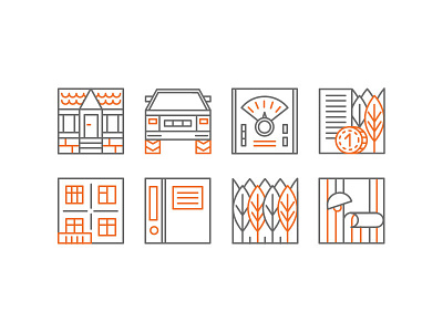 Icons for evaluation company car design forest house icon outline