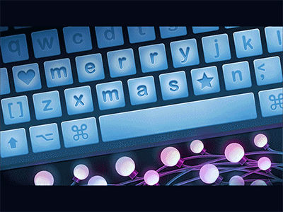 Garlands near keyboard christmas design garlands keyboard light motion xmas