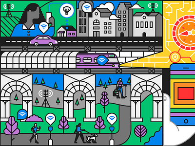 Mobile Life Science Mural adtech color palette data illustration location mobile mural