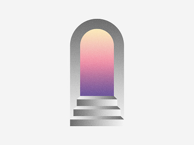 A New Dawn geometric gradient illustration minimal pastel stairs surreal