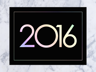 Two Thousand Sixteen 2016 gradient holographic iridescent new year typography