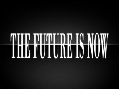 DIE ZUKUNFT IST JETZT 2016 future glow horizon neon genesis evangelion new year stretched typography