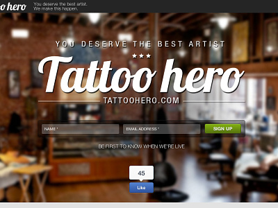 Tattoo Hero Landing Page