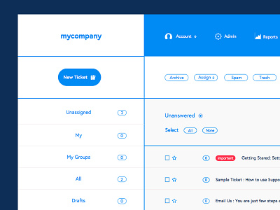 Help Desk - Dashboard blue clean dashboard forum help desk professional strong support tickets trust ui ux