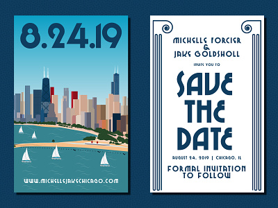 Save the Dates chicago invitation design invitations save the date vintage wedding