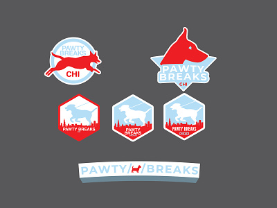 Pawty Breaks Chi (WIP) 02 chicago dog dog walking graphic design illustration logo vector