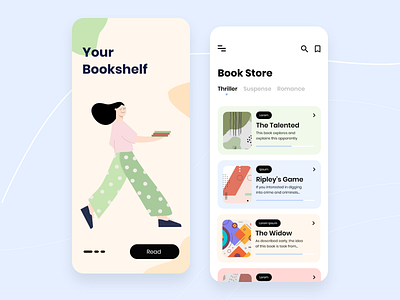 Your Bookshelf book shop book store illustration mobile app design mobile design novels reading app reading list