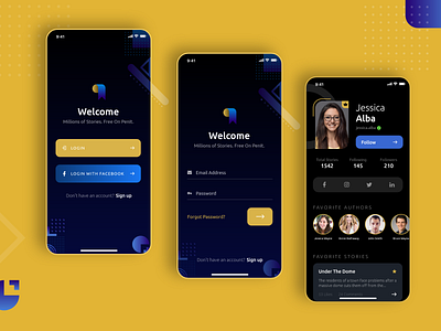 Welcome screens branding design mobile app design mobile design signup page user profile welcome page