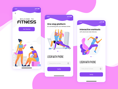 Fitness App Design branding fitness app graphic design illustration mobile app design mobile design
