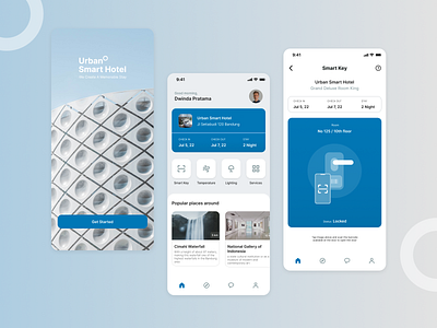 Urban Smart Hotel - IOS Mobile App android app clean design hotel ios minimal mobile app mobile ui smart app ui uiux ux