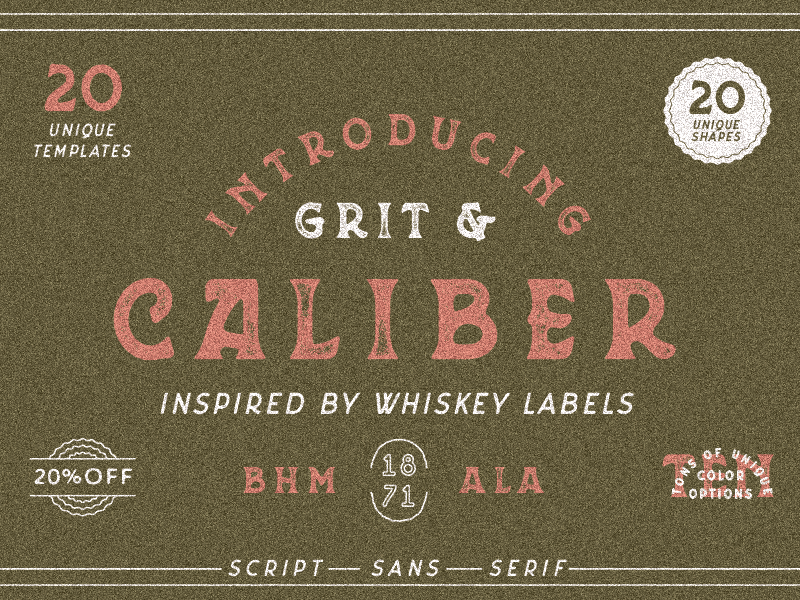 Grit & Caliber - Vintage Bundle creative market font font bundle girt caliber lockup retro serif font stamp typeface vintage whiskey