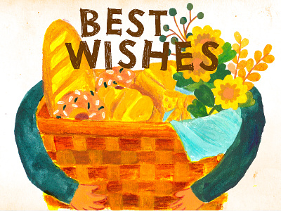 Best Wishes for you best wishes design donuts doodle flowers french bread illustration painting