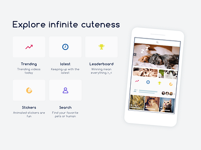 Pamily Feature・Explore Videos app cat design dog landing page pet sticker ui web website