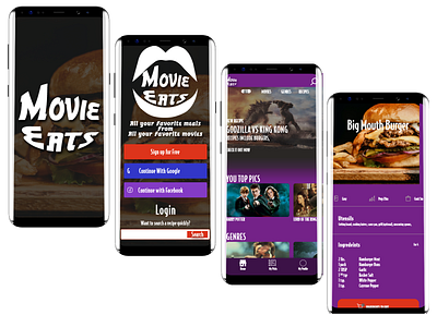 Movie Eats adobe xd design figma food graphic design recipes research ui ux