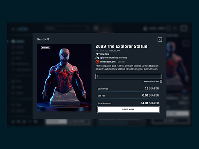 NFT Rent Modal adobe blockchain design ecosystem figma game design gamefi product design ui ux web3