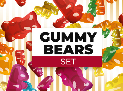 Gummy Bears set. background branding candy gummy bear illustration seamless pattern sweets vector