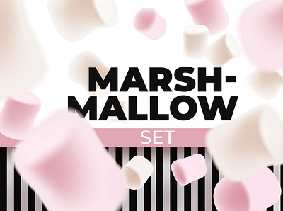 Marshmallow background & pattern set background candy illustration marshmallow seamless pattern vector