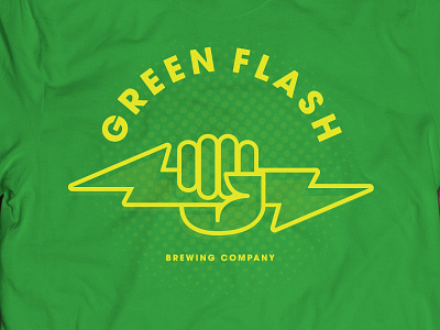 Green Lightning brewing craft graphics green green flash icon san diego t shirt tee yellow