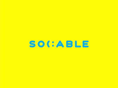 Sociable blue brand branding design identity logo logotype smile type typography wordmark yellow