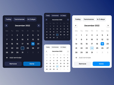 Calendar Component ver2 adobe xd app calendar app design ui ux