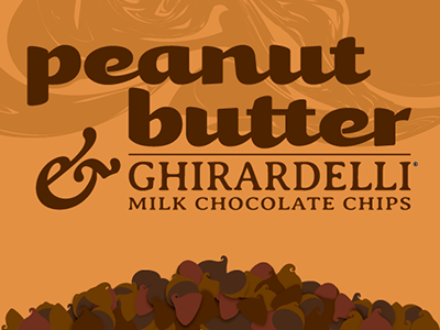 Peanut butter and chocolate chip cookies labels typography