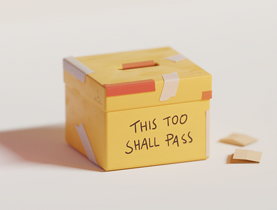 This Too Shall Pass Box 3d 3d art 3d blender 3d box 3d design 3d illustration b3d blender blender 3d box cute 3d yellow box