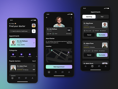 Livelife Mobile App - In connect with your health. black blue card clean connect design doctor easy feelings green health health app healthcare ios lavender life mental health pains ui ux