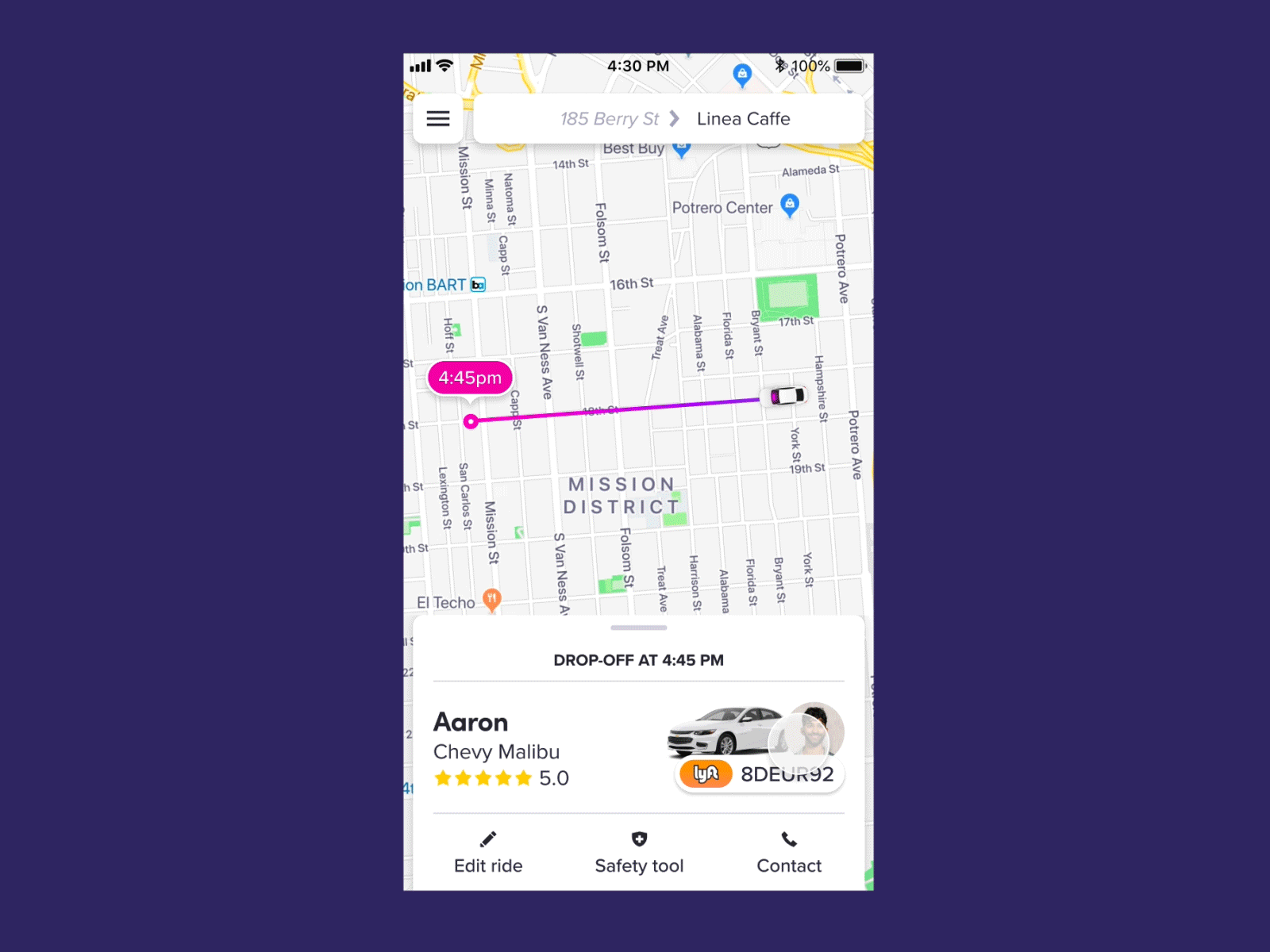 Lyft- New driver profile in rider view