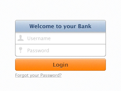 Simple Login UI for a Bank App bank blue login orange password username
