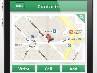 Contacts screen app contact info map