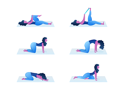Stretch Routine Illustrations exercise female girl grain illustration illustrations people stretch woman yoga