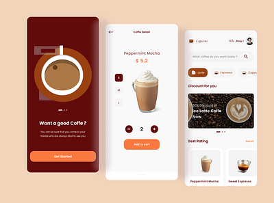 Coffecino | UI Mobile Design branding design illustration logo mobile app mobile ui ui ui design ux web