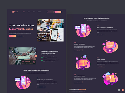 Market Landing Page | Dark Mode dark mode design gradient illustration landing page market online store orange pink ui ui design web yellow