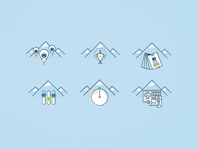 Ski icons blue graphic design icons illustration illustrator linework simple ski snow website