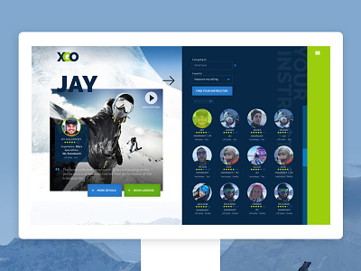 Skiing Website Instructor selection screen design graphidesign layout ski skiing ui ux web webdesign webdev