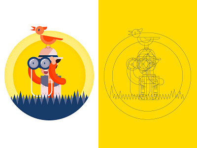 Character Design - bird-watcher adobe characterdesign fun graphicdesign illustration illustrator simple vector