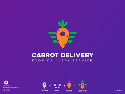 Carrot logo | Delivery pin | Logo design