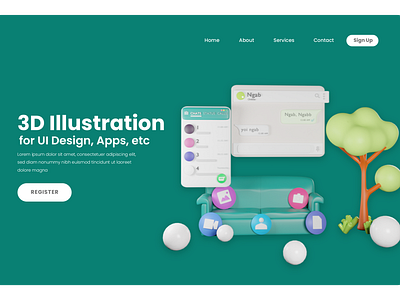 3D Illustration in Landing Page or Website 3d art 3d icon 3d icons 3d illustration icon icons illustration illustrations landing page