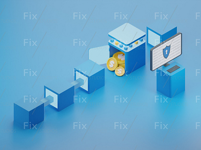 Blockchain Tech (3D Illustration)