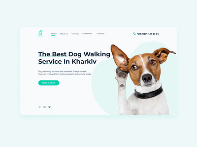 Dog Walking design concept design dog flat interface landing minimal sites ui