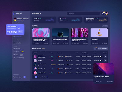 NFT Dashboard concept design crypto dashboard design interface nft ui ux