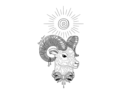 ram animal head sketch