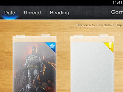 Comic Box comic books ipad mockup ui wood