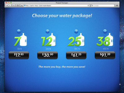 Want a Drink? blue css3 interactive ipad web app jugs menu water